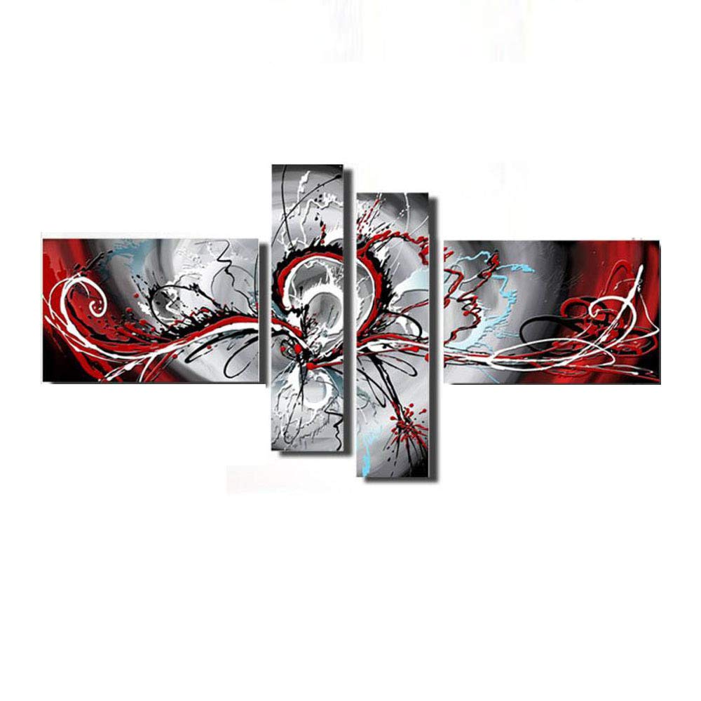 Art mural pour salon et chambre : lot de 4 toiles d'art abstrait moderne