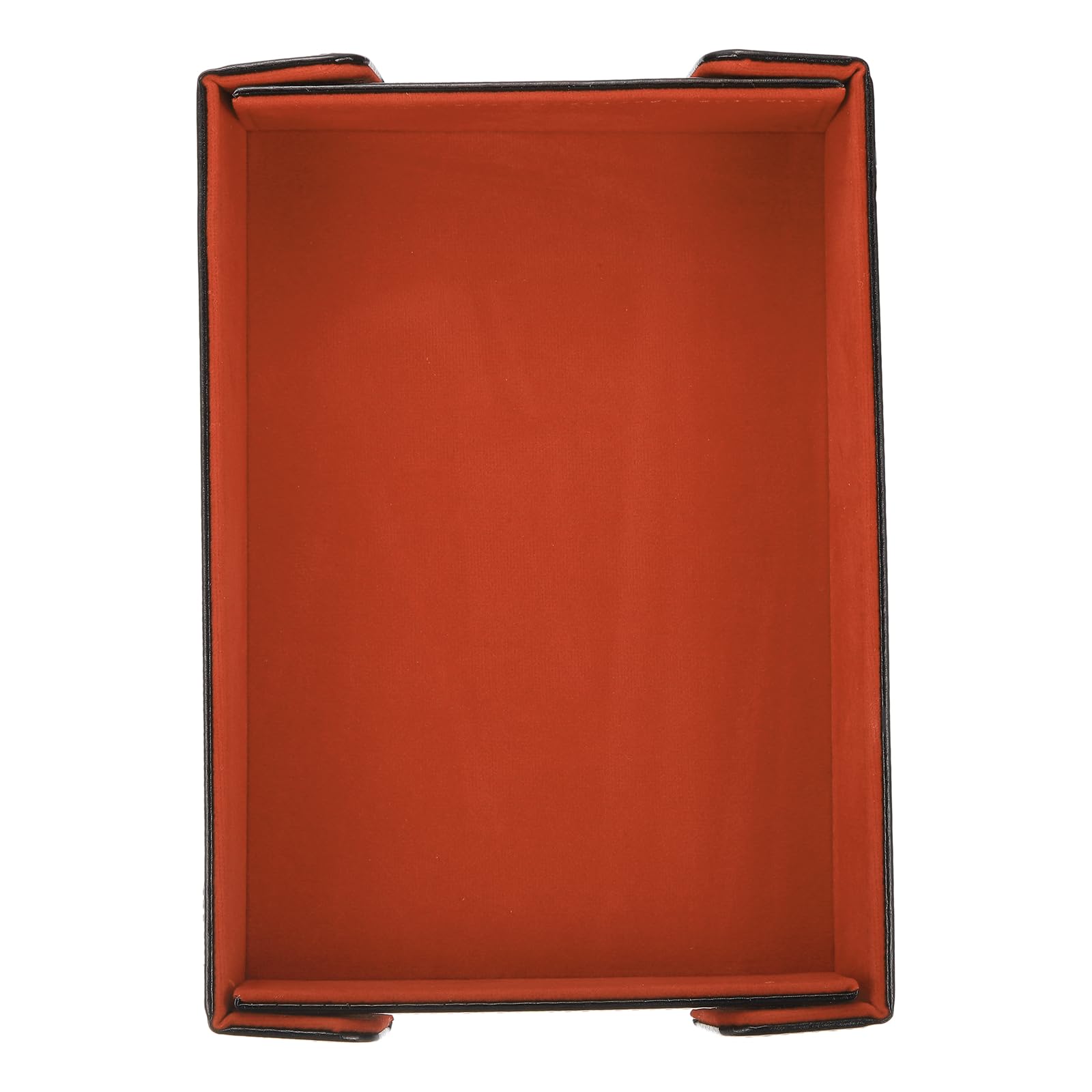 sourcing map Dice Tray PU Leather Felt Lining Mat Magnetic Folding Dice Rolling Tray Holder Rectangle Storage Box Perfect for DND Table Games & Entryway & Nightstand Organizer (Orange)