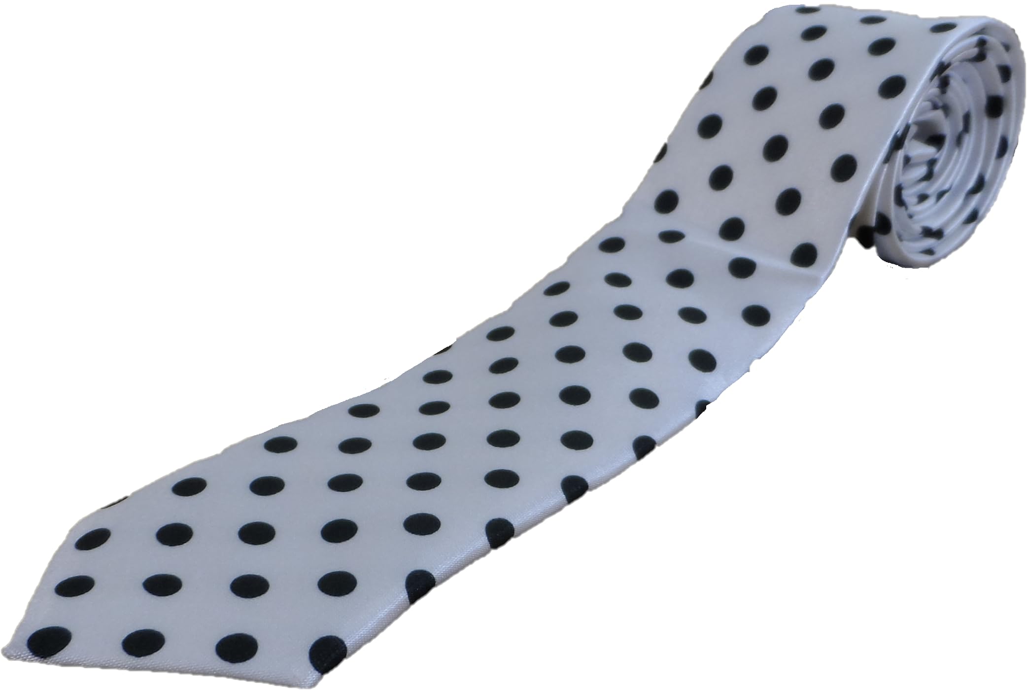 Mazeys Mens Retro Mod Polka Dot Ties (White/Black)