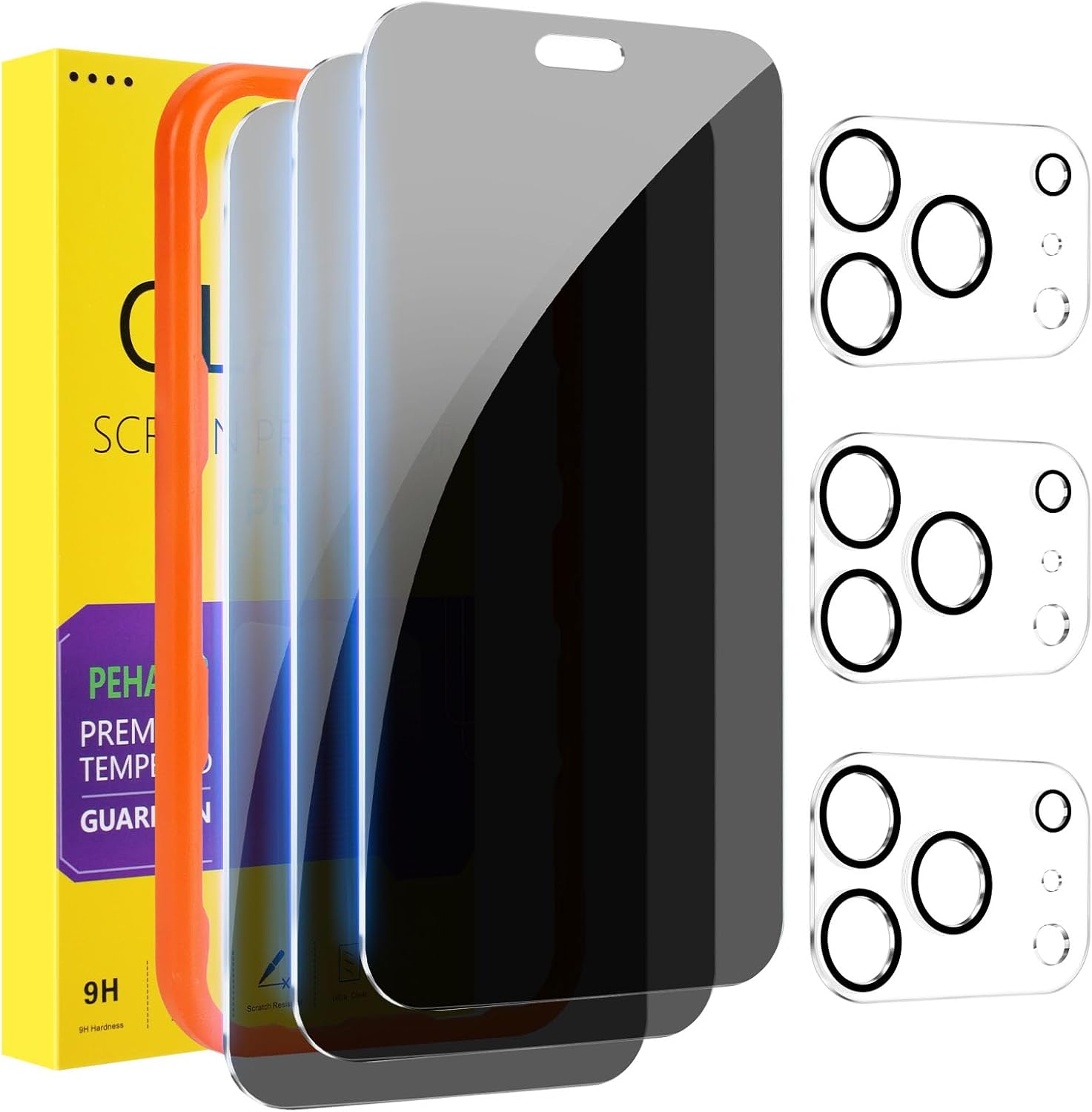 PEHAEL for iPhone 18 Pro Max Privacy Screen Protector+Camera Lens Protector
