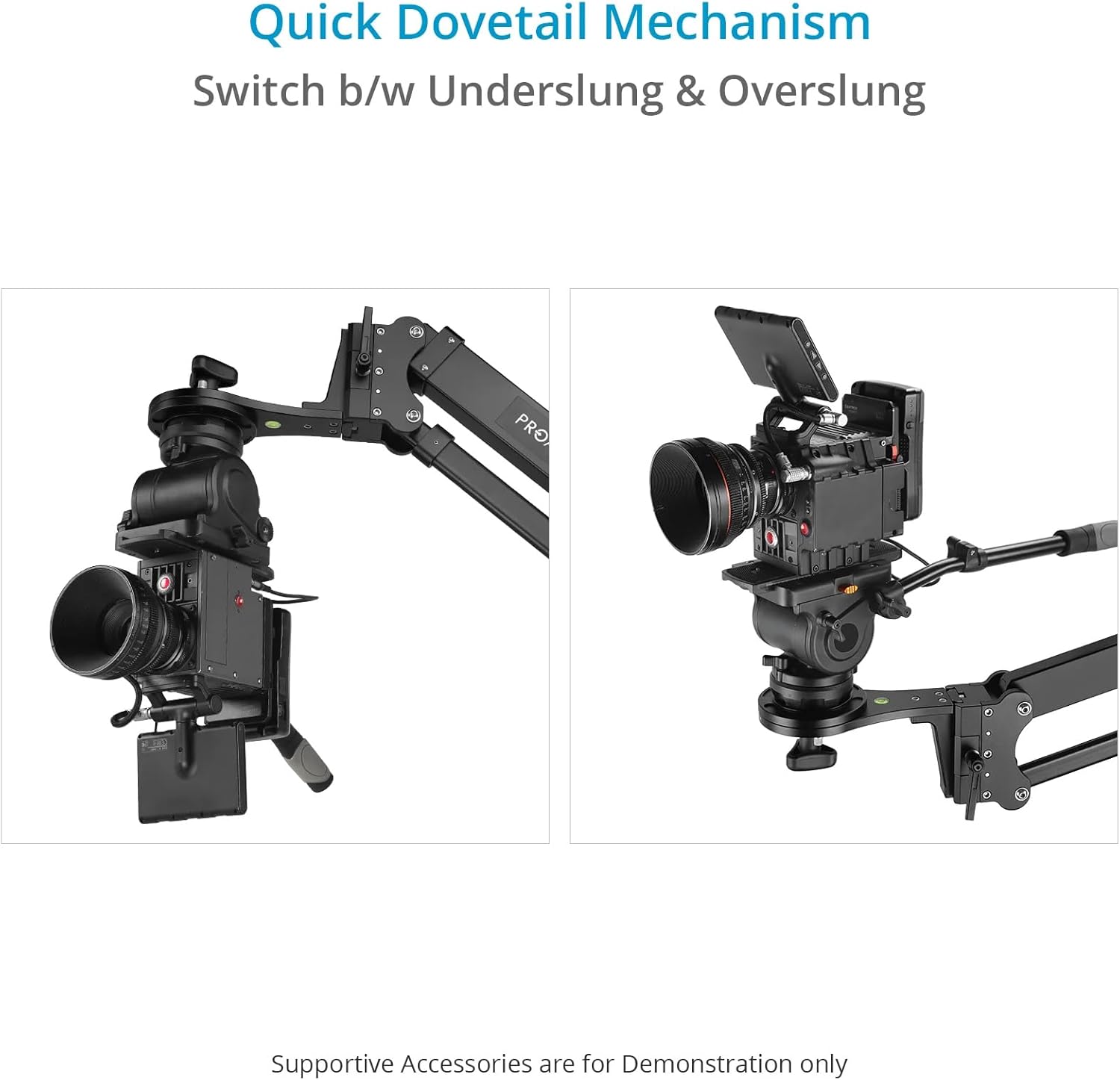 Camera mounted on jib using dovetail mechanism