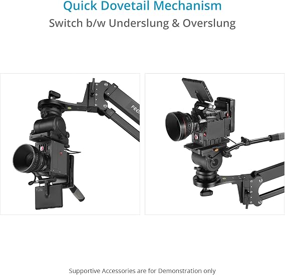 PROAIM 7.2ft Wave Fold Video Camera Jib Crane. 15kg/33lb Payload. 100mm Camera & Tripod Mounting. Quick Dovetail Mechanism. Telescopic Front & Rear Pivot Adjustments (JB-WVFD-01)