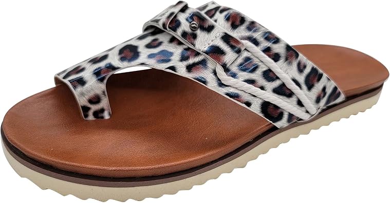Amazon.com: Sandalias planas para mujer, con estampado de leopardo, suela  gruesa, antideslizantes, acogedoras sandalias de piel sintética, con punta  de clip, zapatos de playa de verano : Ropa, Zapatos y Joyería