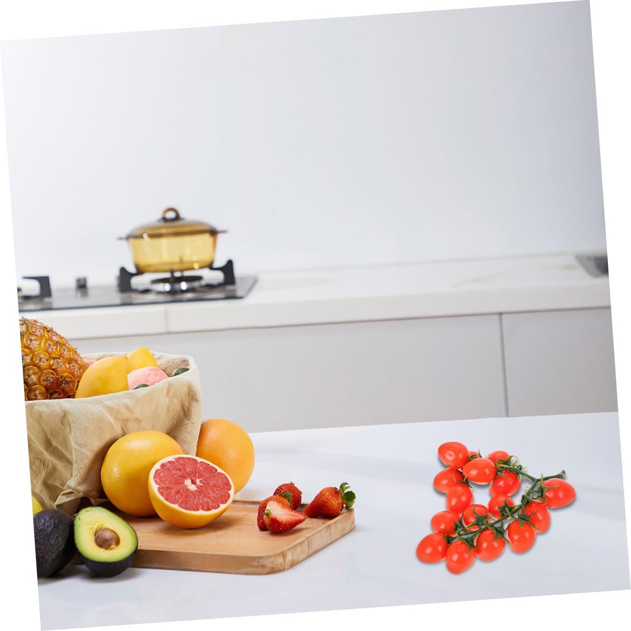 Ciieeo 3pcs Realistic Artificial Cherry Tomatoes Faux Fruit Decoration for Home Party Wedding and Market Display Vibrant for Photography Props and Festive Events