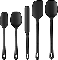 ChefAide 5-Piece Silicone Spatula Set - 100% Food Grade, 600°F Heat Resistant, Ergonomic Grip, Nonstick Safe for Cooking & Baking - Black