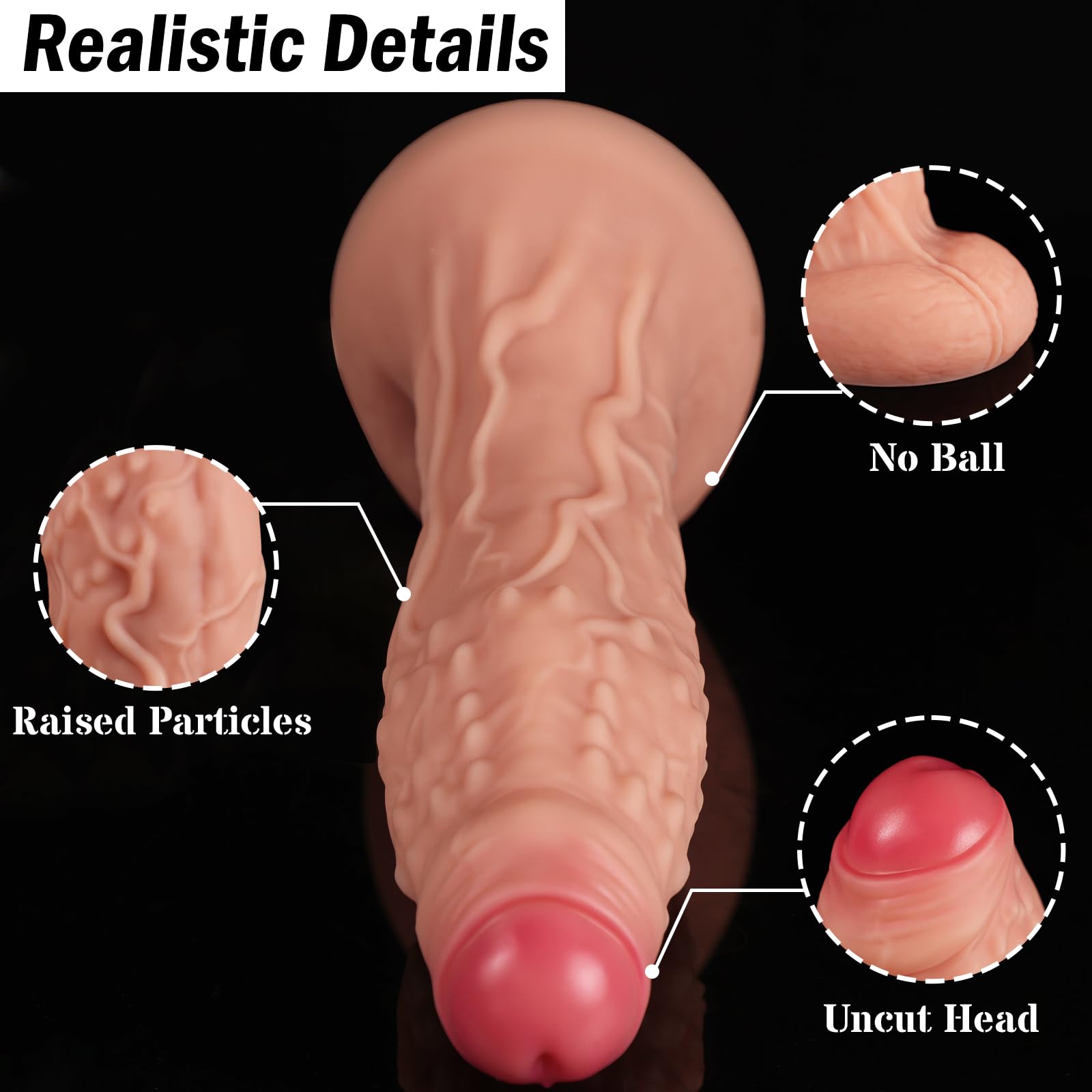 29.7 * 8.8 cm Realistico XXL Fallo senza testicoli, Spessore dildo anale gigante con forte ventosa per penetrazione anale, Glande Prepuzio Silicone Pene per uomini gay Donne