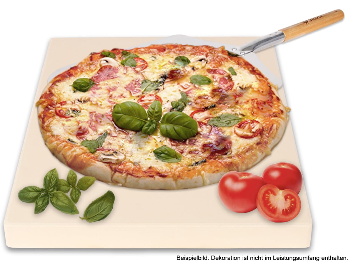 Beeketal 'PBS-1' Pizzastein 3 cm stark aus Schamottstein mit 6,7 kg Gewicht - Schamotte Brotbackstein für Backofen, Grill oder Gasgrill - Schamotteplatte rechteckig (L/B/H): ca. 40 x 30 x 3 cm