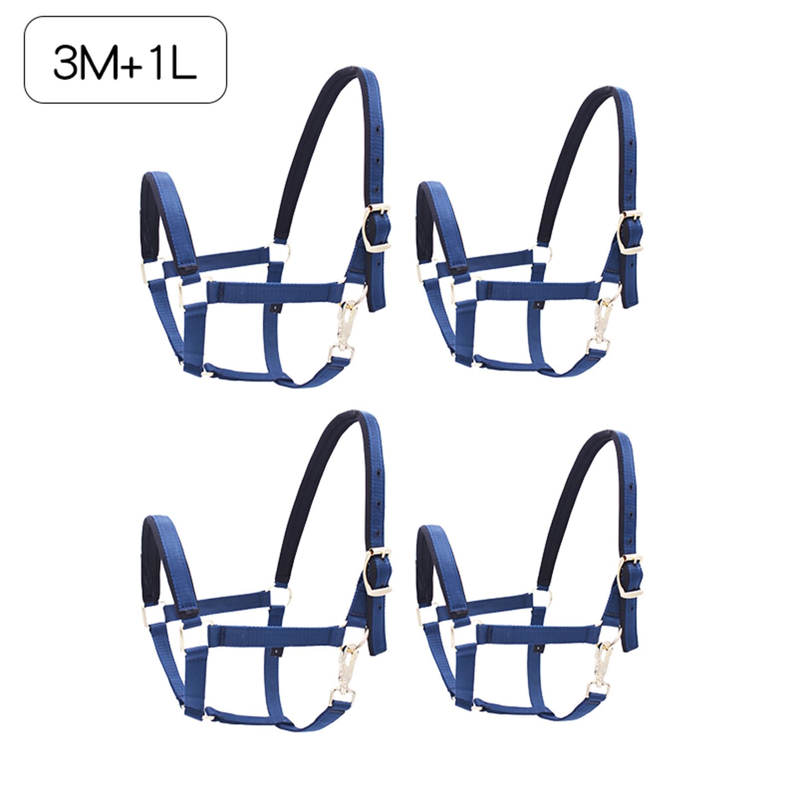 Pferdehalfter,4er-Pack -Fell Halfter unterlegt Halfter,Gepolstertes,verstellbares Kinn- und Halfter,Halfter für Pferde,Halfter Shetty,Pony,Vollblut,für Pferde
