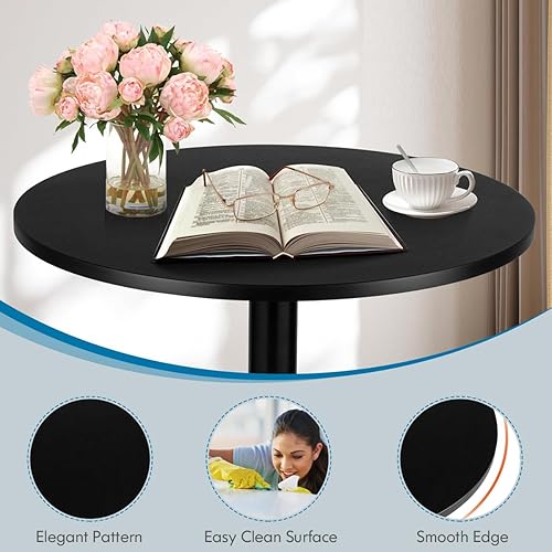 Miniatura 9 de COSTWAY Juego de mesa de bar de 3 piezas, mesa de cóctel redonda y sillas giratorias ajustables de piel sintética, moderno juego de mesa de altura