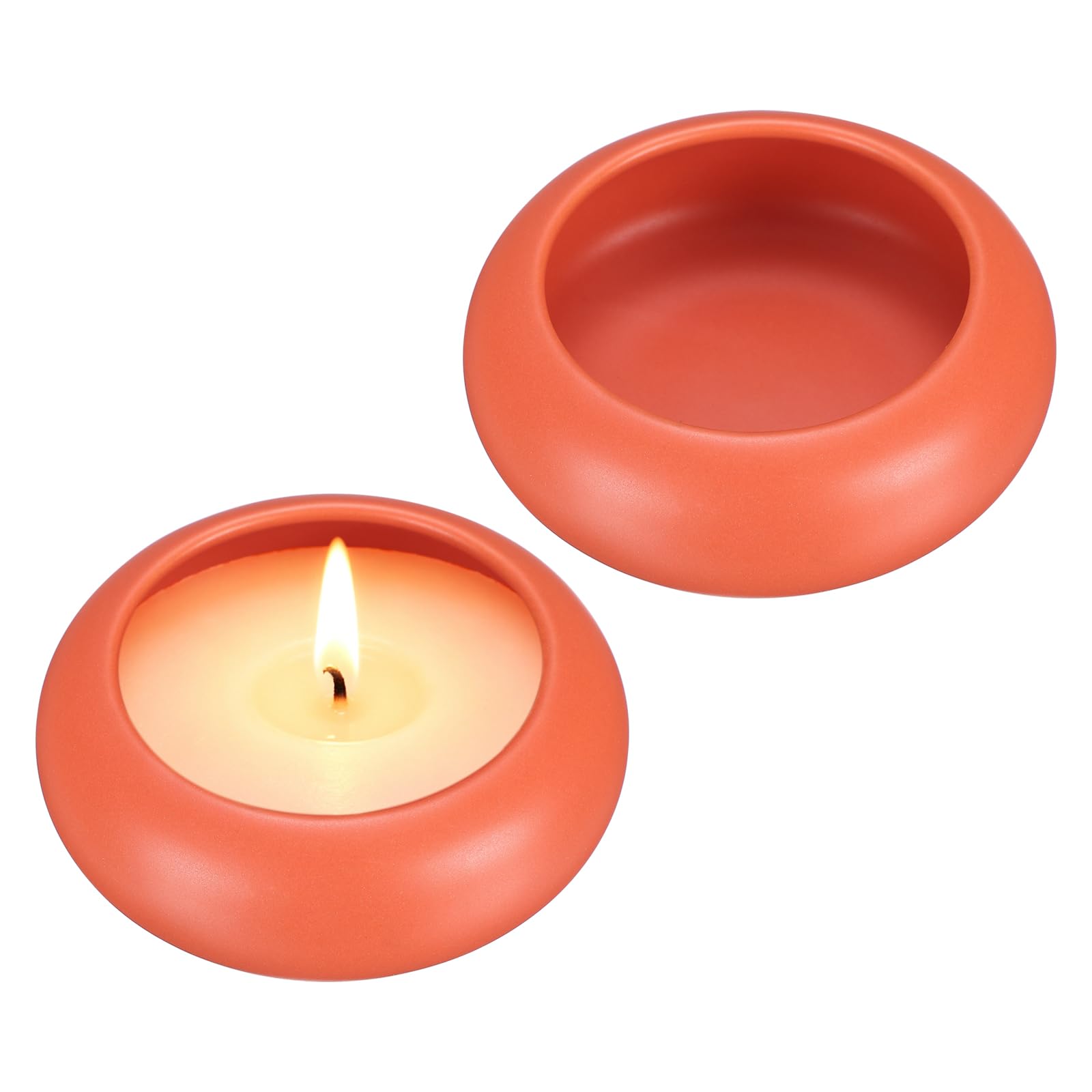 sourcing map 2Pcs Pebble Tea Light Candle Holder, 3cm Height Tealight Candle Holder Handcrafted Ceramic Decorative Calming Home Decor Accent for Table Centerpiece Wedding, Red