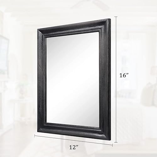 Vista 47 de Espejo de pared con marco de madera rústica, espejos colgantes rectangulares para pared, grande, decorativo para baño, dormitorio, granja, sala