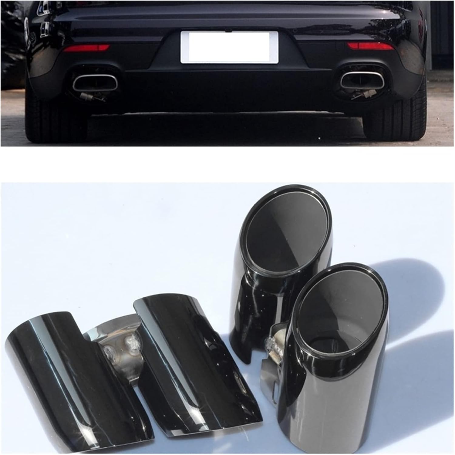 DRYZUN 1 Pair Modified Car Exhaust Muffler Tip Pipe System Tailpipe Car Tuning Decoration Compatible with Porsche Panamera 970 2010 2011 2012-2016 (Color : 10-13 Black) : Automotive