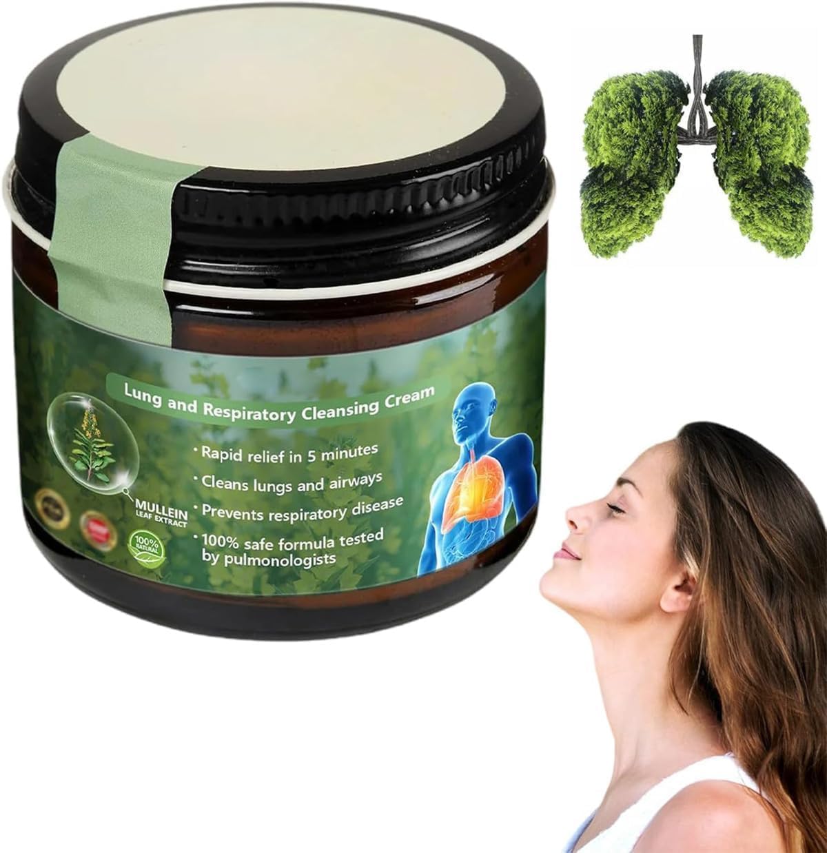 Mullein Clear Lung Repair Cream, Lung and Respiratory Cleansing Cream,Clear Lungs Extra Strength,Clear Lung Cream for Improve Lung Health,Mullein Lung Cream for Lungs and Mucus Relief Support (1)