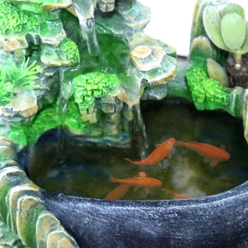 Fontanna na biurko, fontanna LED z wodospadem ze zmianą koloru, wewnętrzna fontanna na biurko do dekoracji biurka Symulacja Rockery Humidifier Decor (EU 220V)