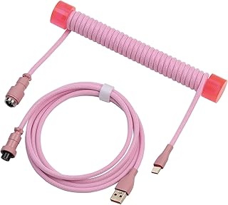 EPOMAKER MIX SE Coiled USB C Cable, 1.5m Double Sleeved Cable for Mechanical Keyboard, with Detachable 4-Pin Aviator Connector for Gaming Keyboard (Black)