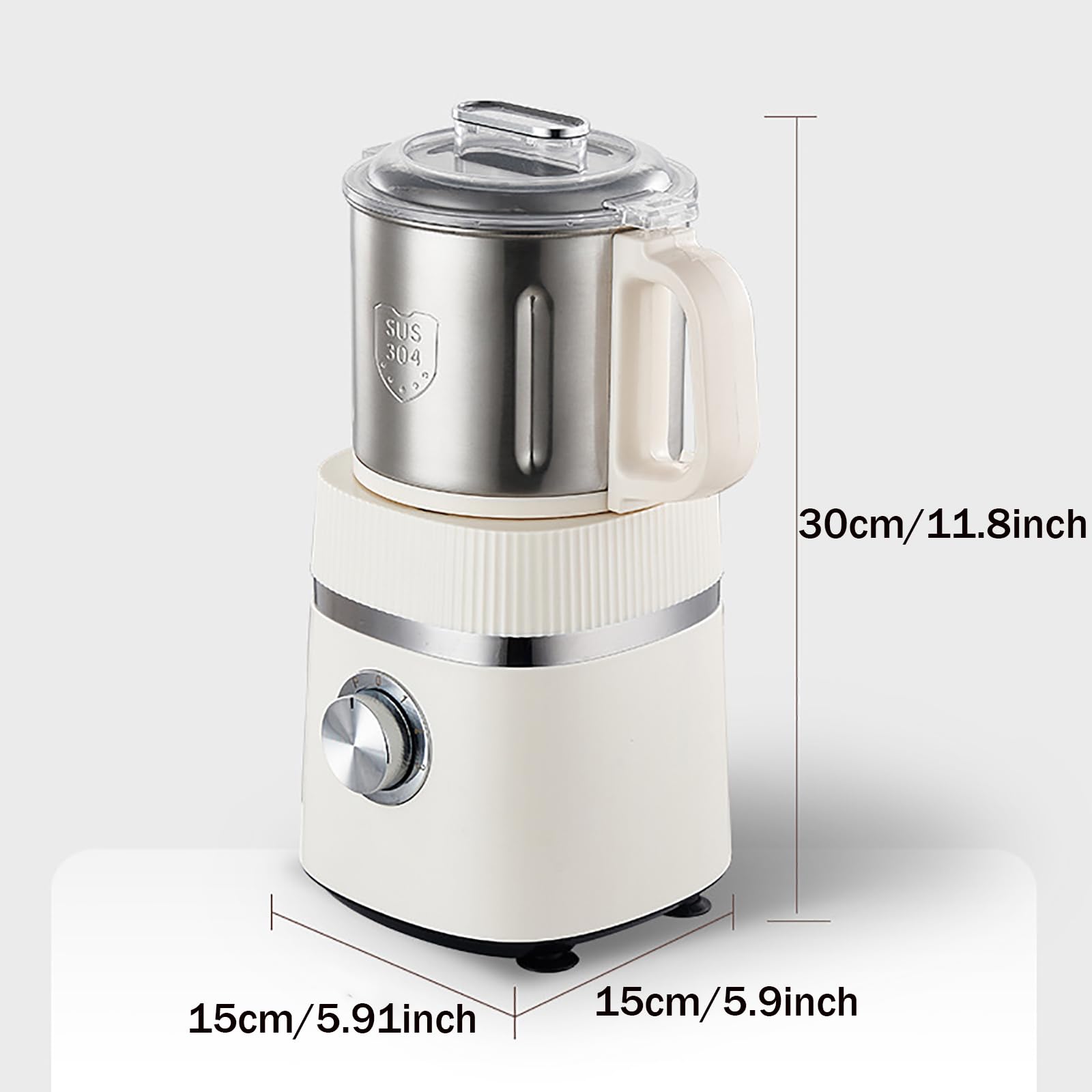 Macchina da caffè per Macinazione A Secco E Ad Umido da 26.000 Giri/min, 800 G (Ciotola Rimovibile), 4 Macine in Acciaio Inossidabile/macinazione Silenziosa + Facile da Pulire,White