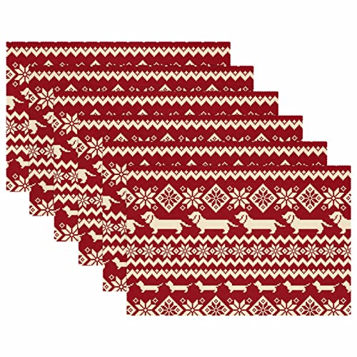 Sets de table teckel et fleurs 30x45 rectangulaires antidérapants pour table à manger - 6