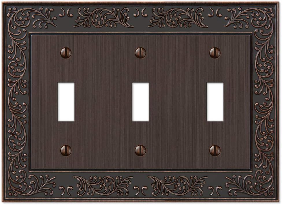 Amerelle 43RVB English Garden Wallplate, 1 Rocker, Cast Metal, Aged Bronze, 1-Pack