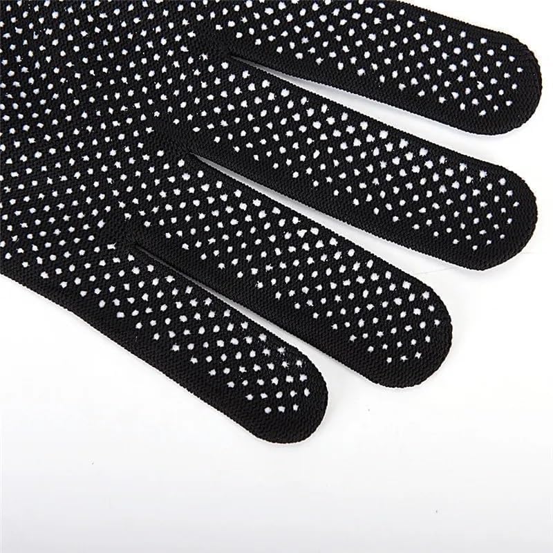 ZH Cotton Gloves Anti Slip with PVC Dotted for Tennis Only for Soft Ball (Black)(Pack of 1) 4