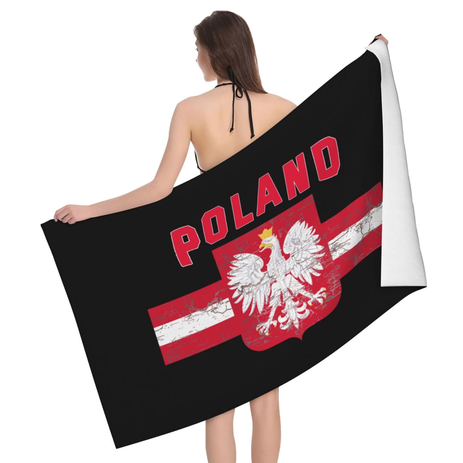 HLBSDM Microfiber Eagle Poland Poles Flag Beach Towel Quick Dry Soft Sand Free Beach Towels for Pool Swim Beach Lightweight Thin Towels
