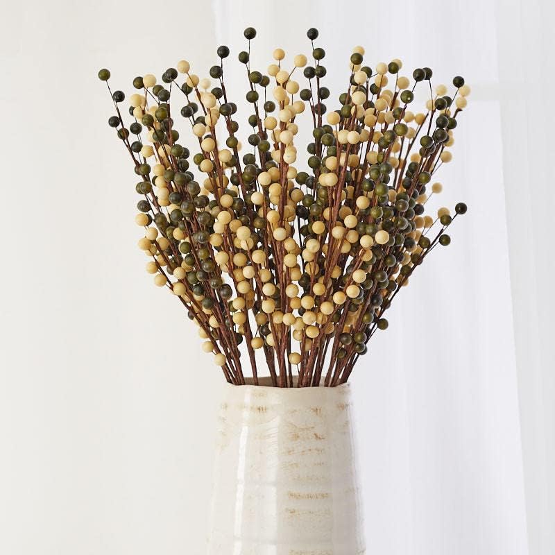 Factory Direct Craft Package of 24 Pieces Creamy White and Soft Sage Green Artificial Berry Sprays for Holiday Decorations and Crafting