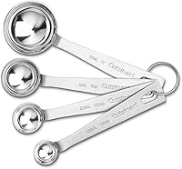 Cuisinart CTG-00-SMP Stainless Steel Measuring Spoons Set of 4 - 1 Tbsp, 1 Tsp, 1/2 Tsp, 1/4 Tsp with Storage Ring, Dishwasher Safe