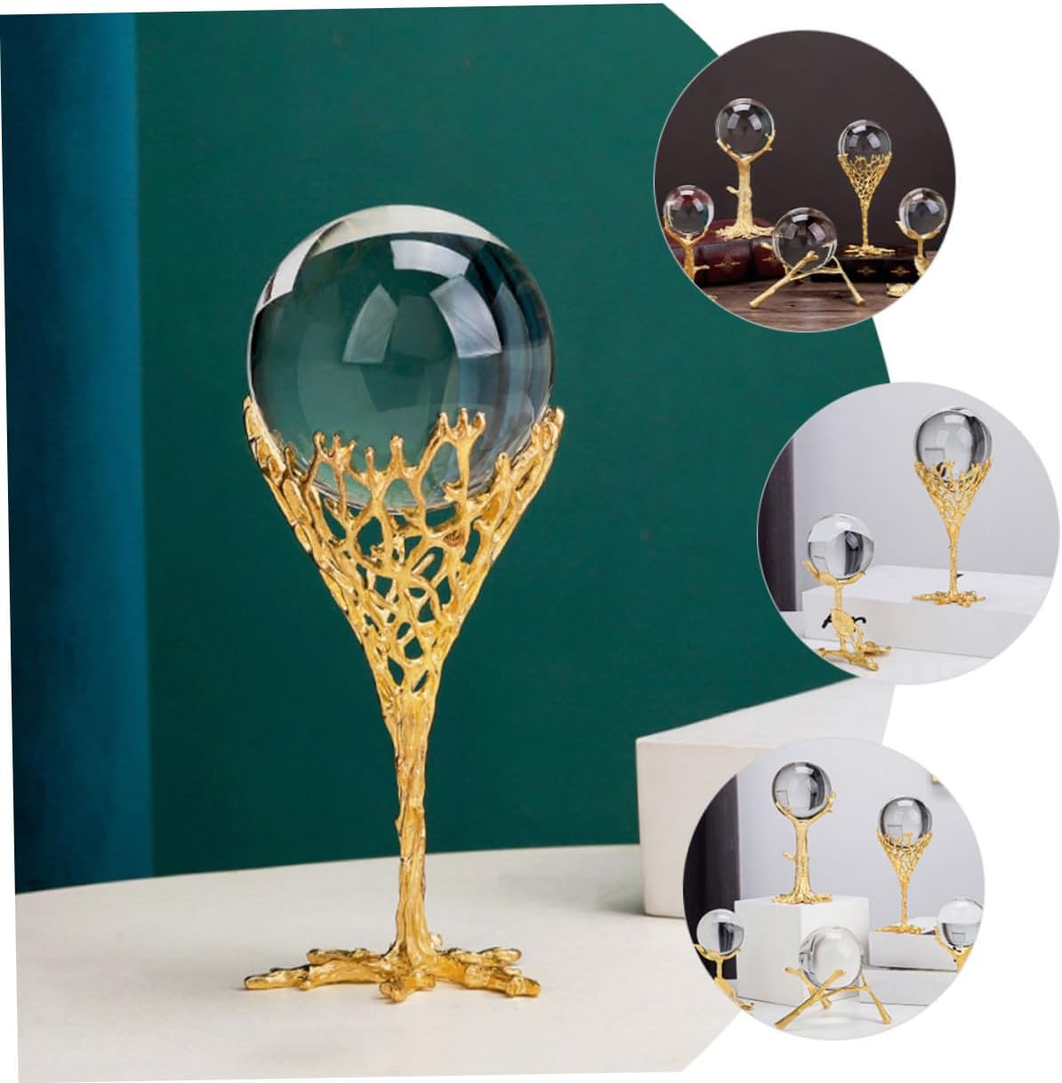 STOBAZA Crystal Ball Coral Stand Decorative Sphere for Home Office Meditation and Feng Shui Unique Tabletop Accent for Living Room and Bedroom