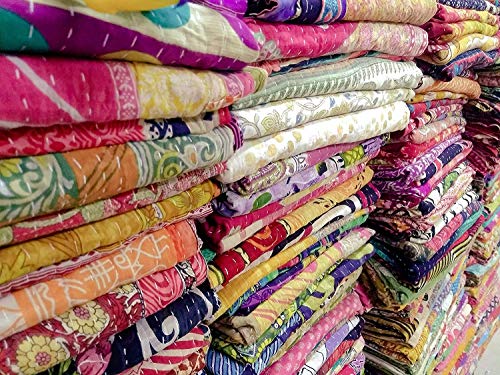 Couvre-lit indien Kantha patchwork coton drap de lit vintage ethnique - 3