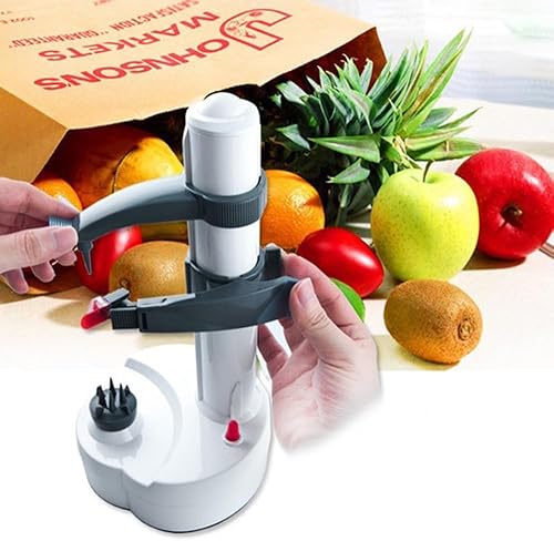 Miniatura 2 de Pelador automático eléctrico multifuncional, pelador giratorio eléctrico con 3 cuchillas de repuesto, acero inoxidable, pelador de frutas y