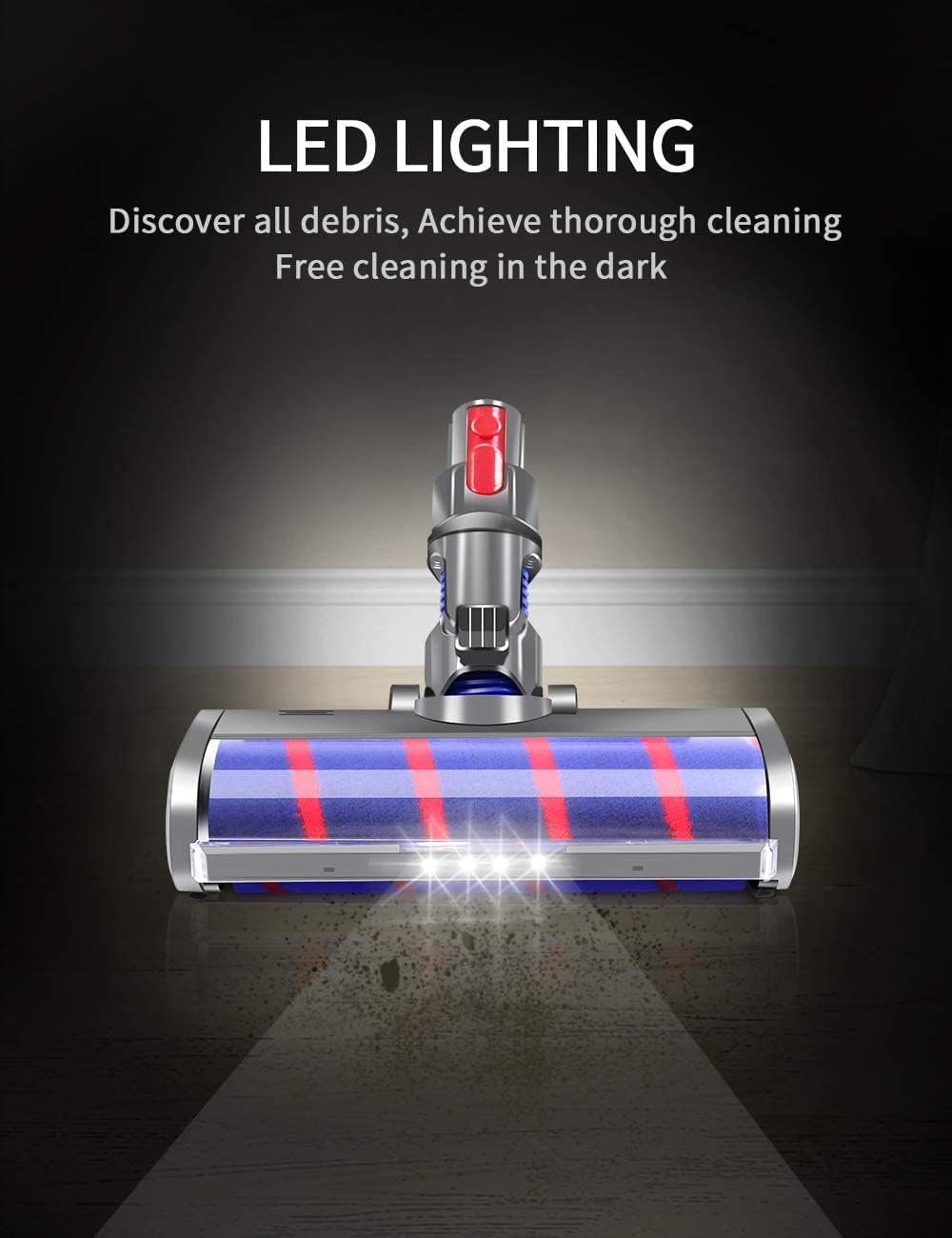 Cepillo Motorizado Recambios Cepillo para Dyson, Cabezal Limpia Colchones Cepillo Suave para Dyson V7 V8 V10 V11 V15 Aspiradora, Cabeza del Motor Boquilla de Turbina con 4 LED