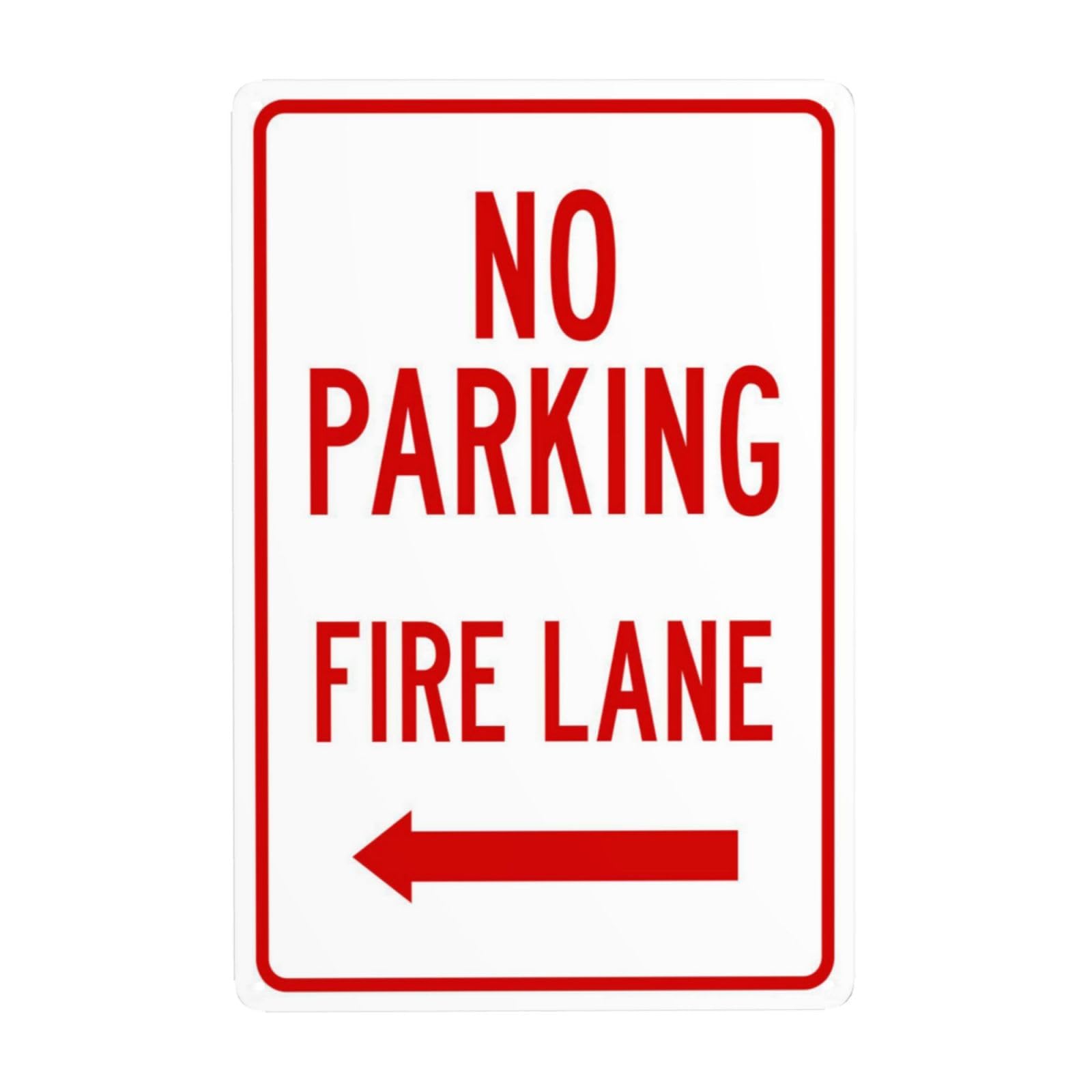 SMAZDFXX No Parking Fire Lane With Left Arrow Metal Warning Sign, Cautions Security Tin Sign, Safety Posted Signs for Street Business Wall Decor 5.5"x8"