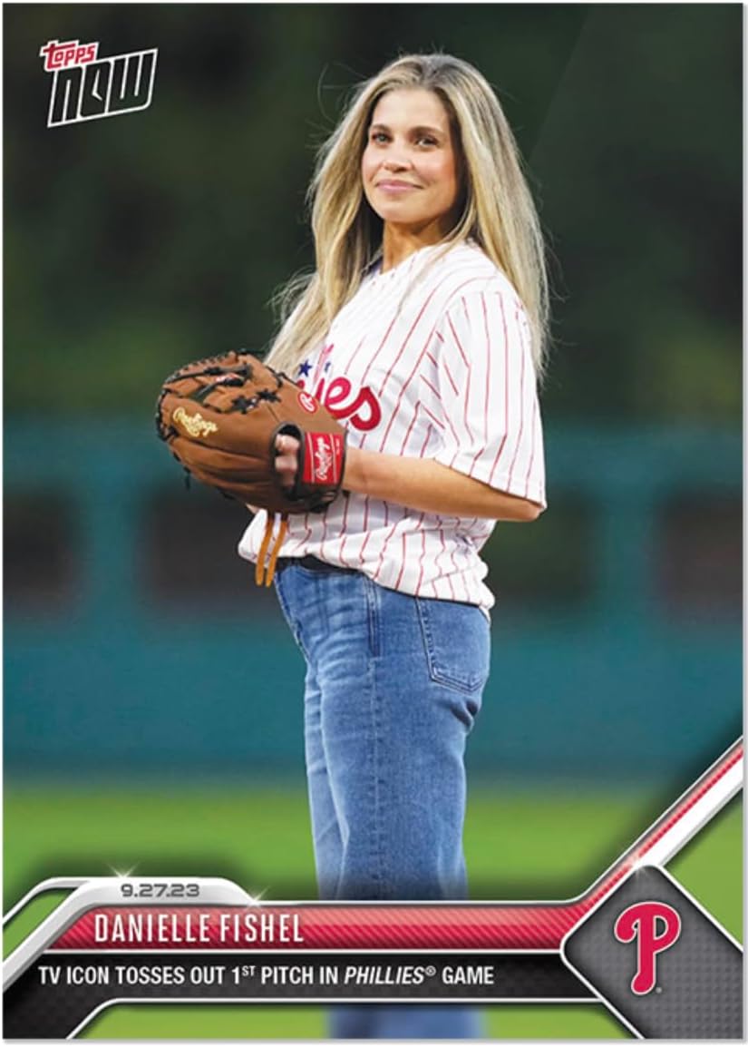 2023 Topps Now Danielle Fishel “Topanga Lawrence” Boy Meets World #931 -TV Icon Tosses Out 1st Pitch in Phillies Game- 9/27/23 - Baseball Trading Card- Philadelphia Phillies. Topps stated Print Run of Only 4993 Made! MS Sports Card Shipped in Protective Screwdown Holder.