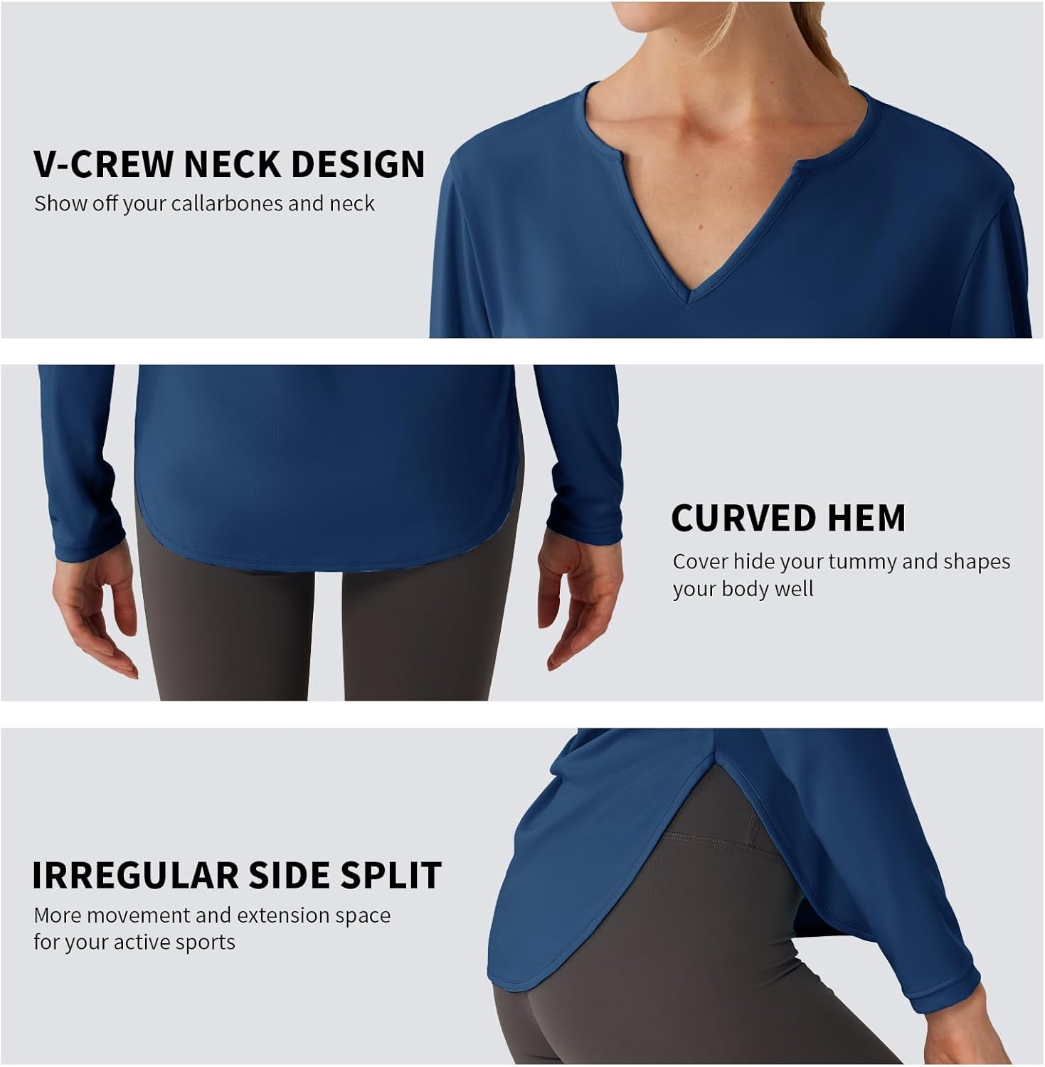 Women's Standard V-Neck UPF 50+Swim Rash Guard Shirt