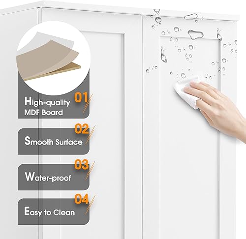 Miniatura 7 de Armario de almacenamientodespensa, almacenamiento alto de madera con dos puertas con estantes ajustables, armario de despensa de cocina