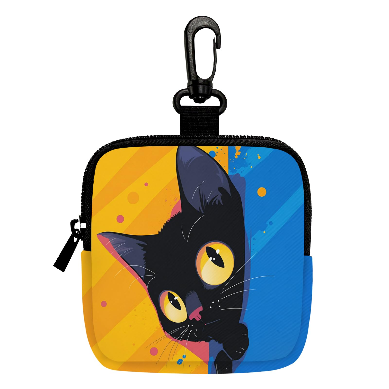 Peeping Cat Mini Coin Purse Key Chain, Multifunctional Pouch for Keys Coins Earphone Lipstick, Card Holder Data Cable Organizer Zipper Pouch Bag Accessories, Cat Lover Gifts