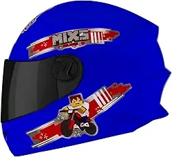Capacete Mixs Start Infantil Blocks Viseira Fume Azul 54
