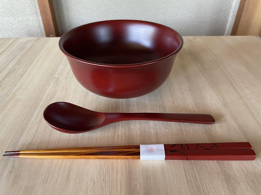 Amazon.co.jp: 木曽漆器 古代あかねぬり 大椀スプーン箸セット : Toys