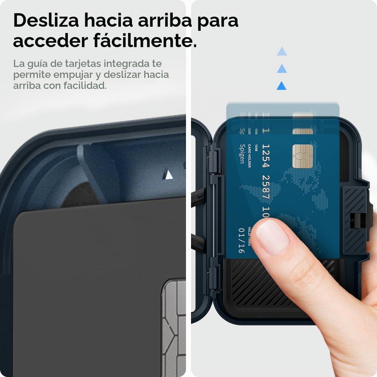 Spigen Cartera MagSafe Lock Fit MagFit Tarjetero Magnético con Kickstand Compatible con iPhone 17/16/15/14/13/12 MagSafe Wallet - Pizarra Metalica