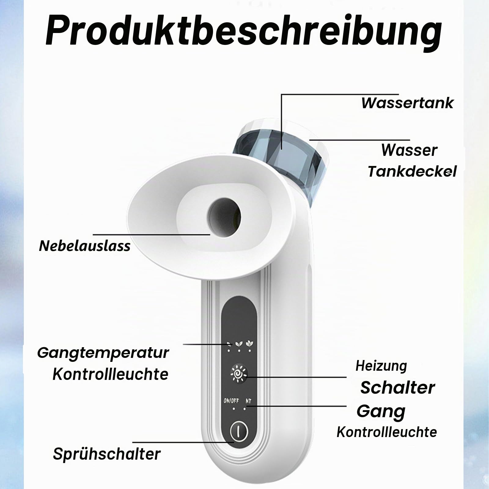 Nano Spray, Gesichtsdampfer, Augennebel-Dampfsprüher Face Steamer, Nano Eye Mist Steam Sprayer, Nano-Luftbefeuchter Für Trockene Augen, Tragbares Augenschutz-Pflegegerät, Warme Kompresse Feuchte Wärme