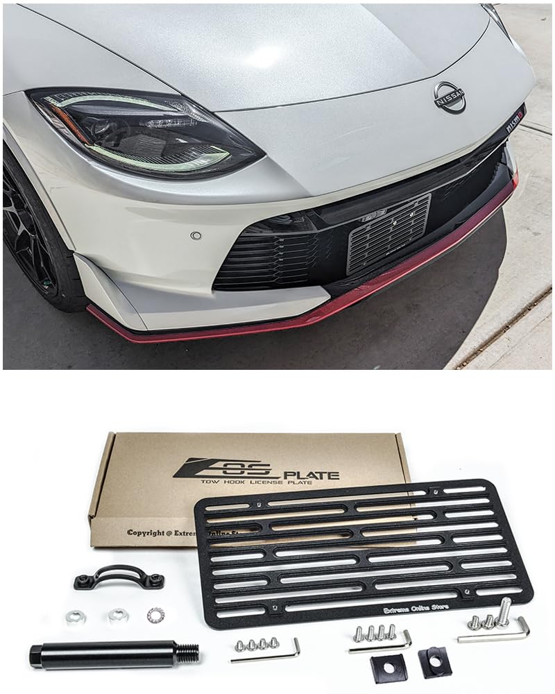 Extreme Online Store Replacement for 2023-Present Nissan Z RZ34 Models | EOS Plate Version 2 Front Bumper Tow Hook License Relocator Mount Bracket Tow