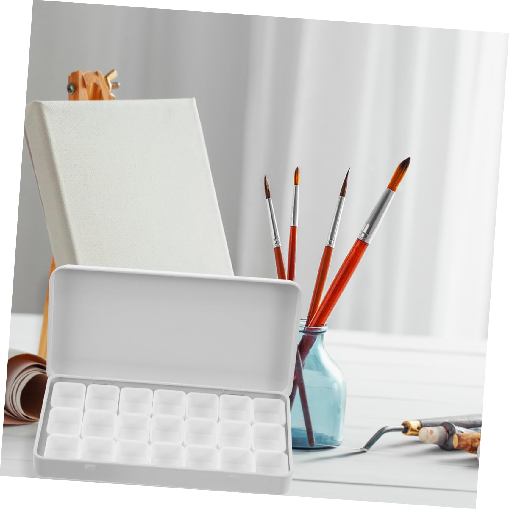 SHINEOFI 5ensembles Boîte à Peinture Aquarelle Métallique Vide Avec Compartiments Ronds Étui Pratique Pour Pigments Et Mélange De Couleurs Pour Artistes Déplacement