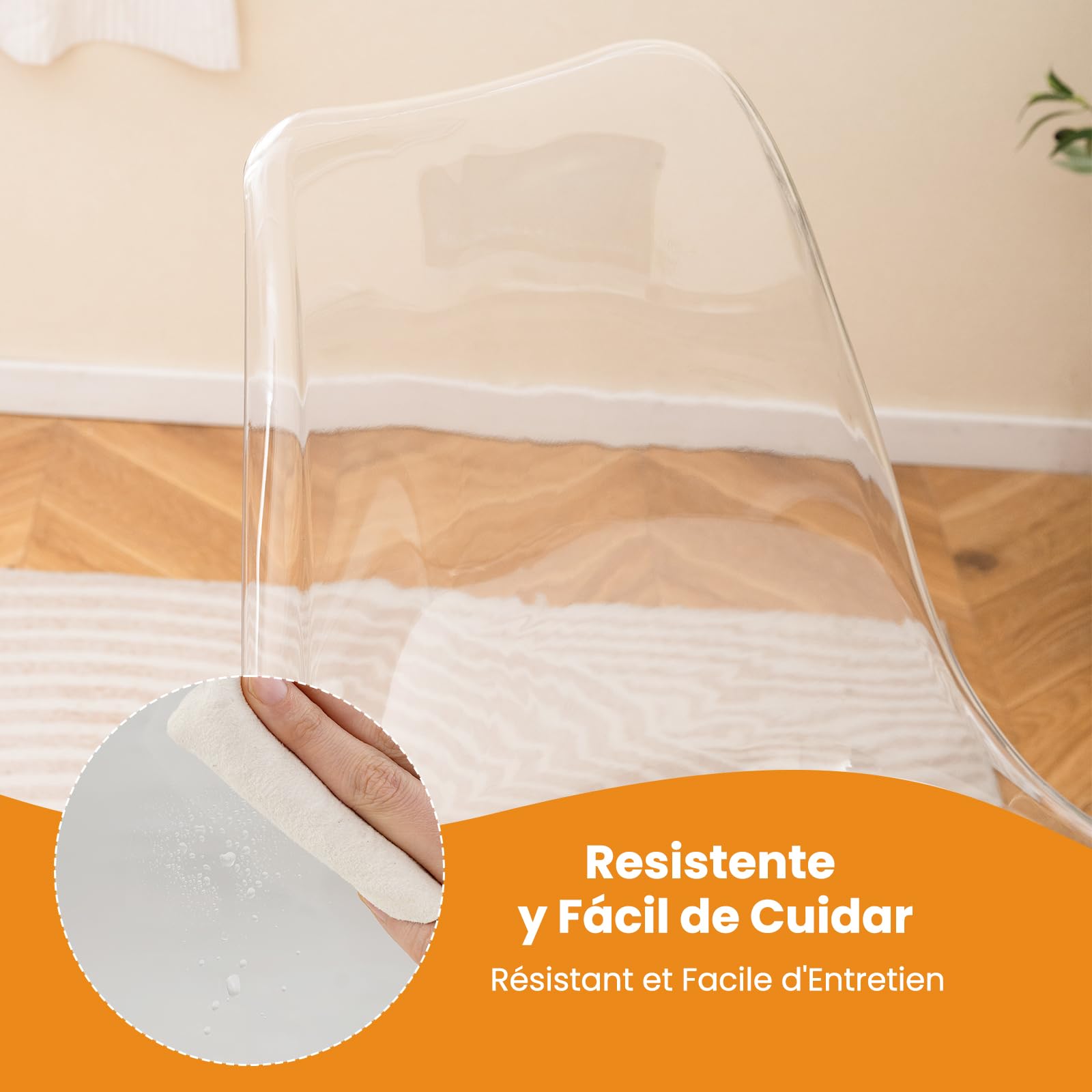 GYMAX Chaise de Bureau Transparente Acrylique avec Hauteur Réglable