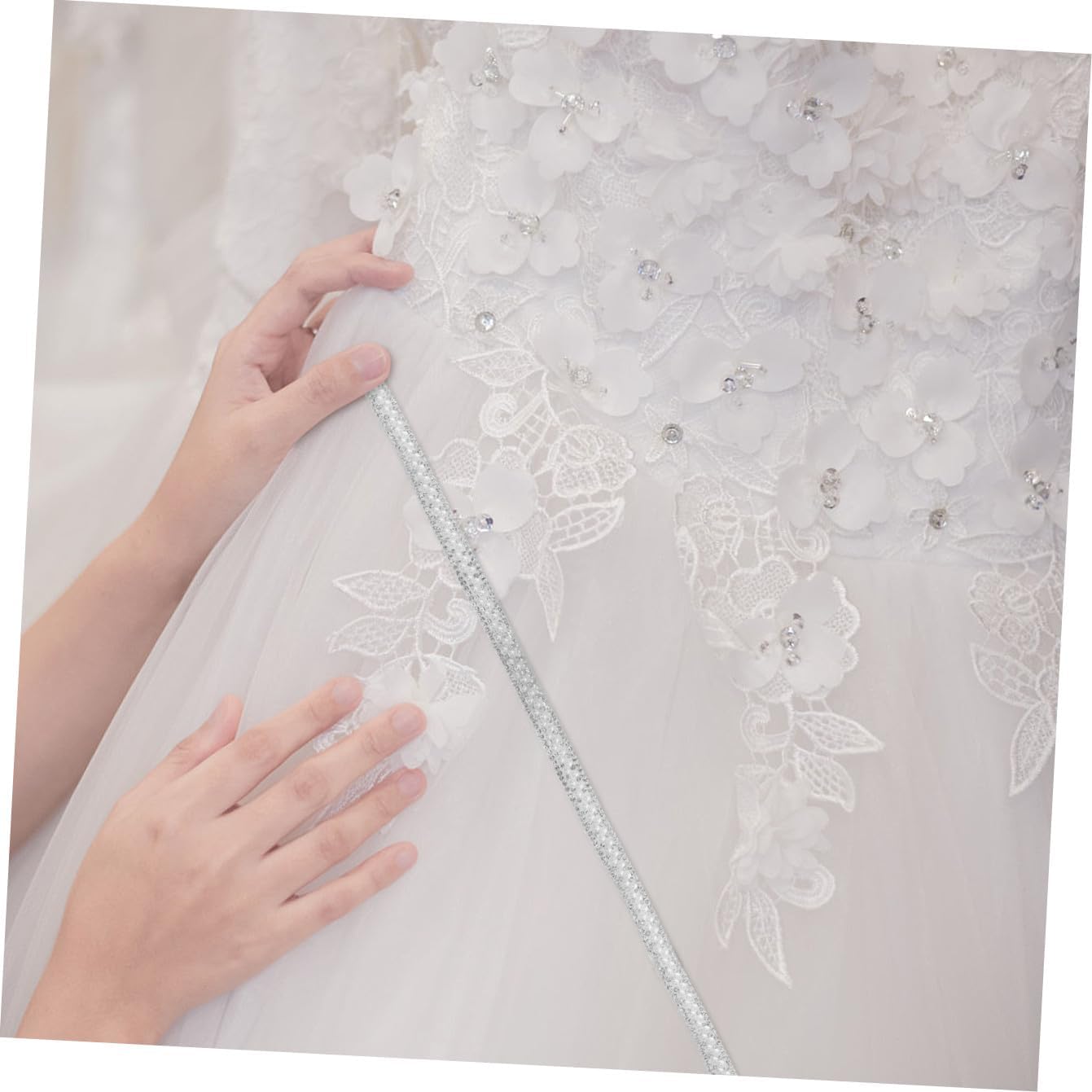 HOMSFOU 2 Rolls Self Adhesive Rhinestone Strips of Pearl Wide Bling Trim for Crafts Wedding Dress Shoes Bags Clothing Decoration Easy Application Versatile Use