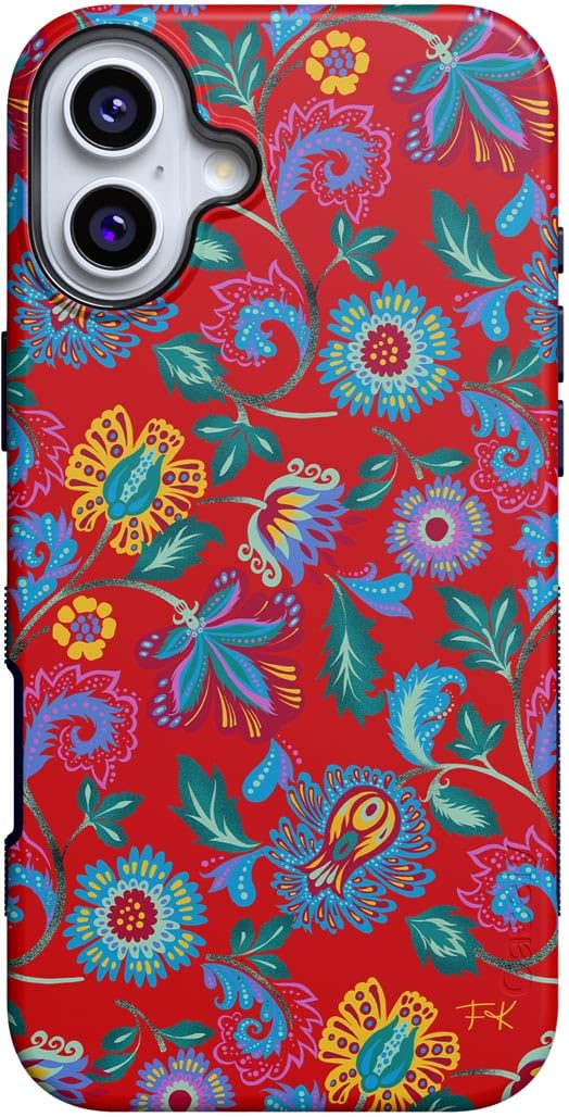 Casely iPhone 16 Case | Painted Flowers | Frida Kahlo Floral | Compatible with MagSafe | Bold Protective Design