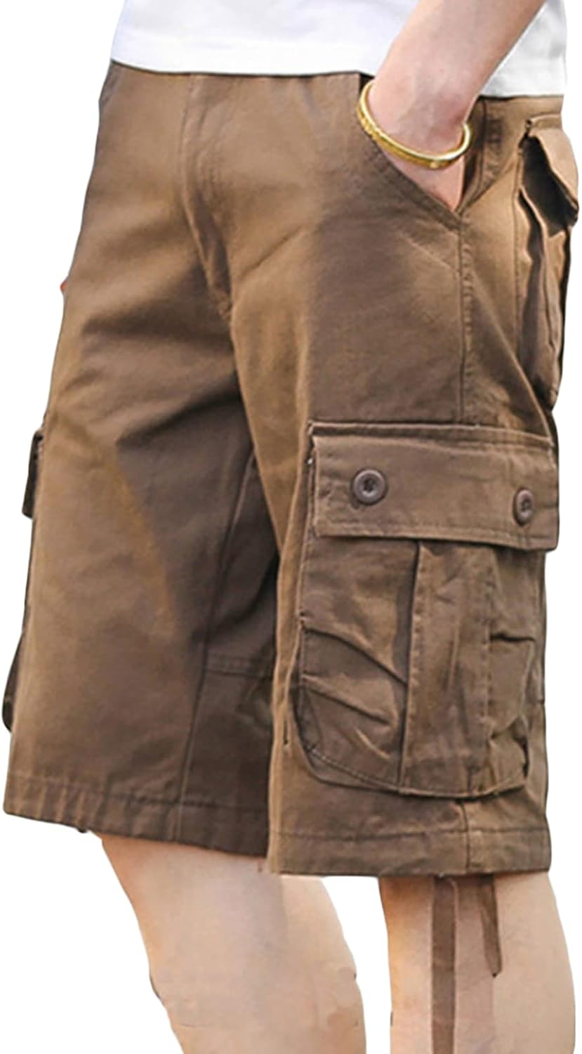 JEsilunmaMY Men's Casual Cargo Shorts Multi-Pocket Outdoor Cotton Jogger Short Pants Workout Running Summer Beach Shorts