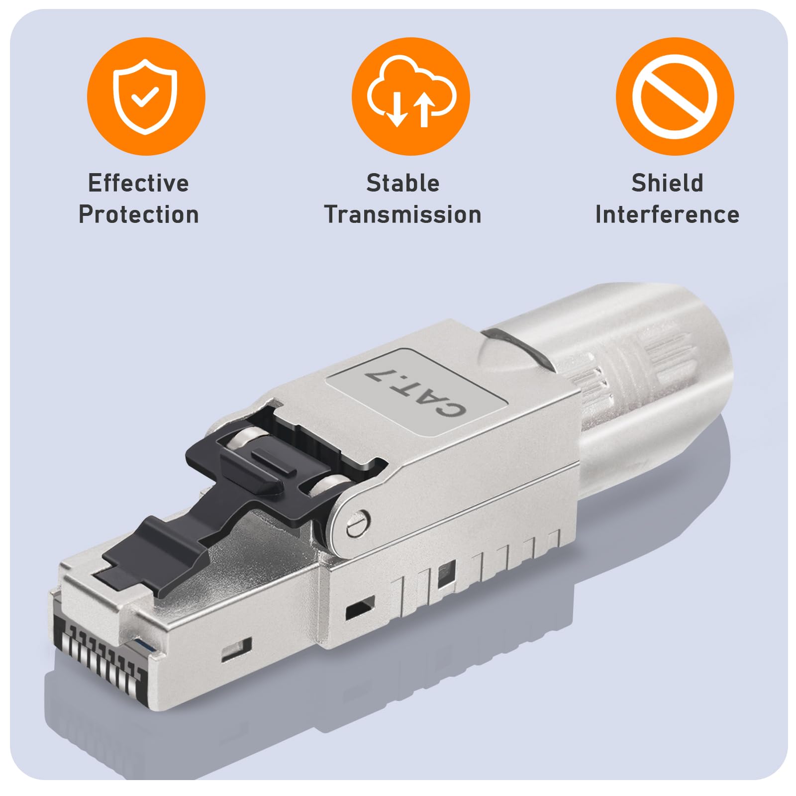 Lot de 12 fiches RJ45 Cat 7 NS-7 vers borne de coupe (LSA), contacts plaqués or, fiches réseau Cat7 sans outil, connecteur LAN 10 Gbit/s pour câble patch