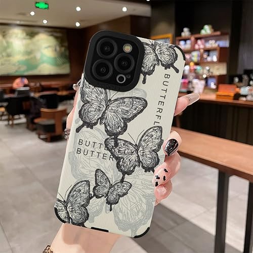 Miniatura 3 de MZELQ Funda para iPhone 14 Pro Max, bonito patrón de mariposa blanca para iPhone 14 Pro Max, protector de pantalla, protección de cámara, funda a