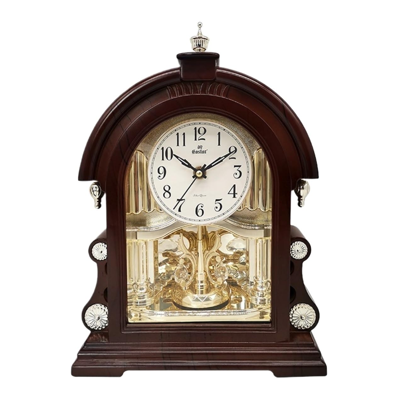 GFJHdfhE Mantel Clock | Classic Design Wooden Table Clock Revolving Pendulum Mantel Desk For Living Room Home Decor Traditional Style