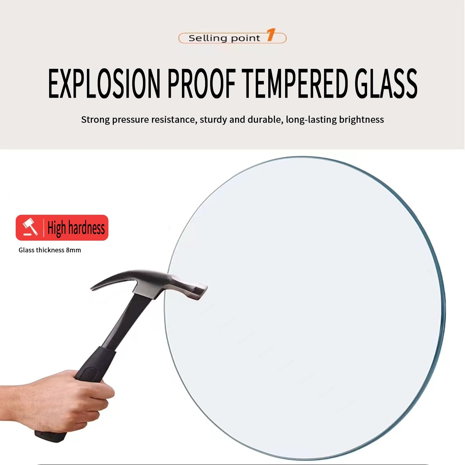 Lastra in Vetro Temperato Trasparente Rotonda per Tavolo, con Pastiglie Antiscivolo, Vetro Temperato Circolare Perfetto, Vetro Temperato da 1,27 cm di Spessore, Piatto Circolare Premium