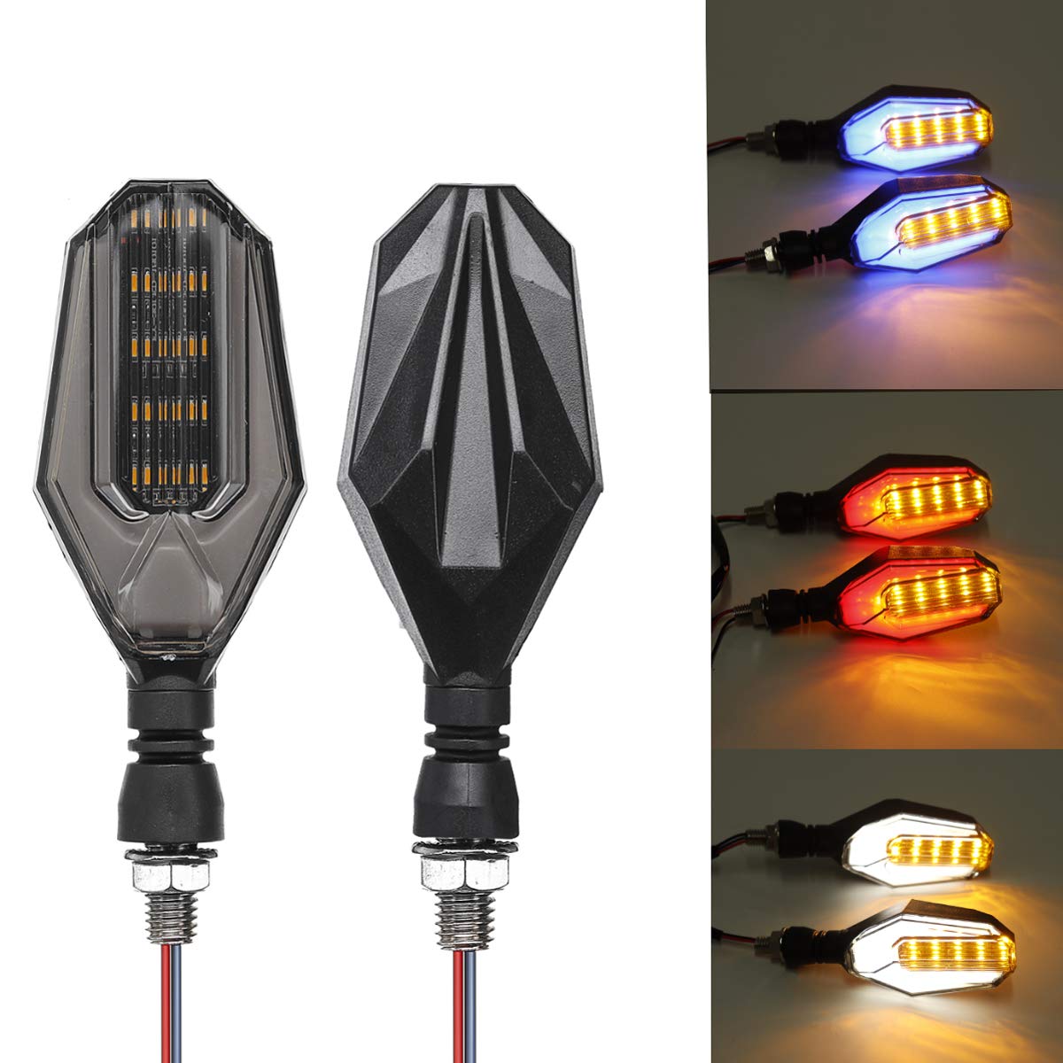 12 V motocykl 30 LED bursztynowe światła kierunkowskazowe DRL światło do jazdy dziennej uniwersalna – niebieski + żółty